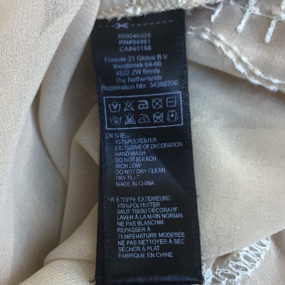 Forever 21 Sheer Beige Blouse Sm - Picture 8 of 9